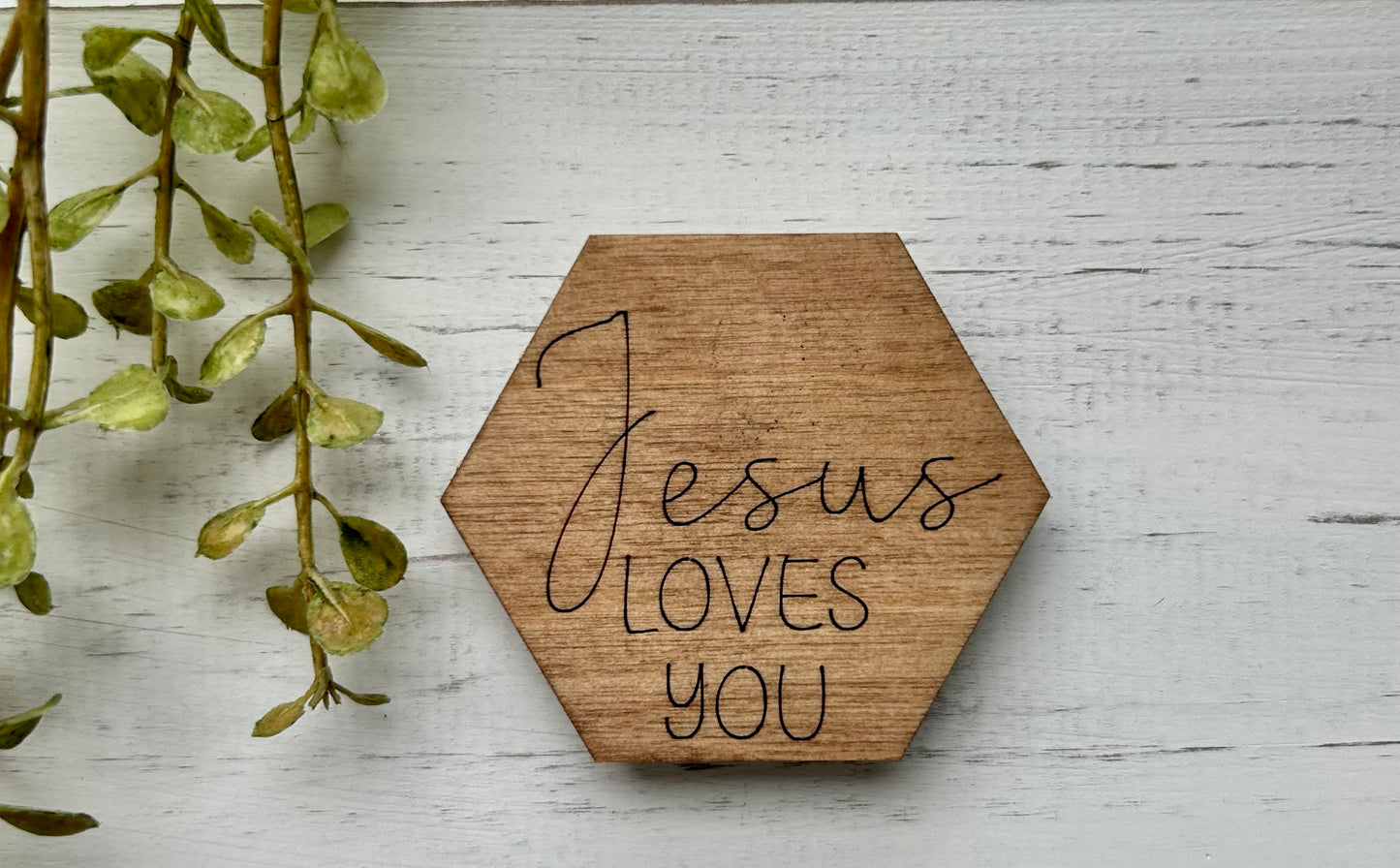 Jesus Loves You Wood Magnet