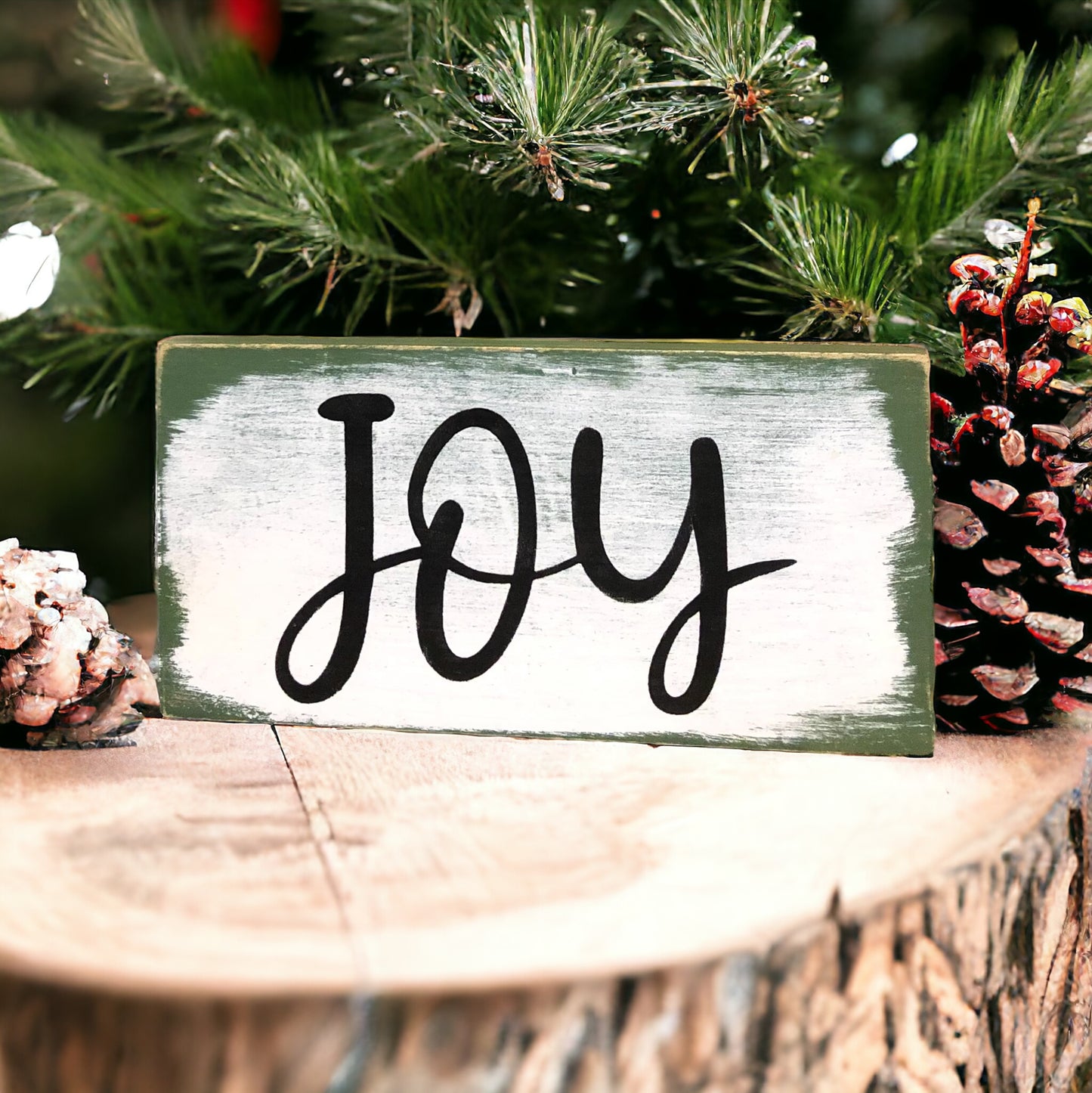 JOY - Rustic Wood Holiday Shelf Sign
