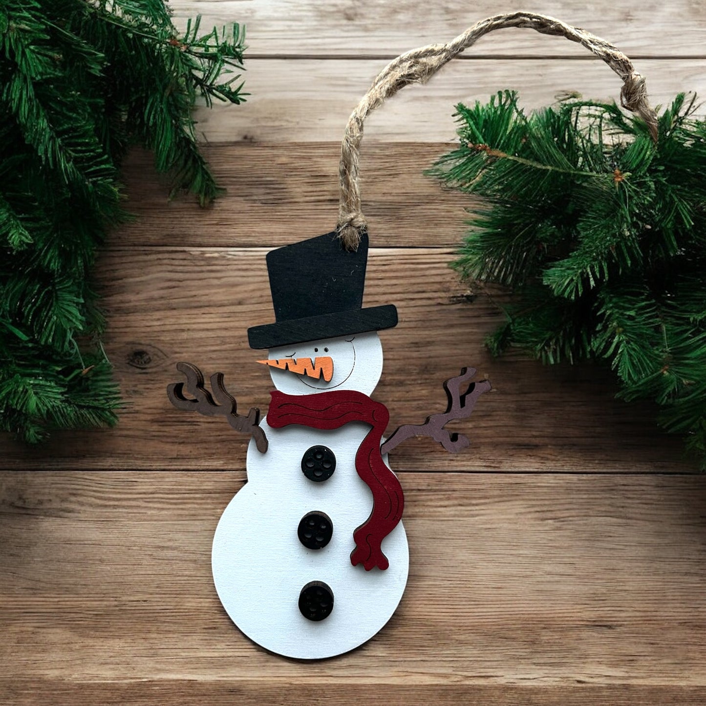 Snowman- Layered Wood Christmas Ornament