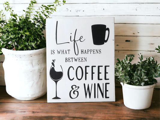 "Coffee and wind" wood sign