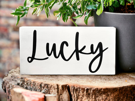 Lucky St. Patrick's Day - Rustic Wood Shelf Sitter