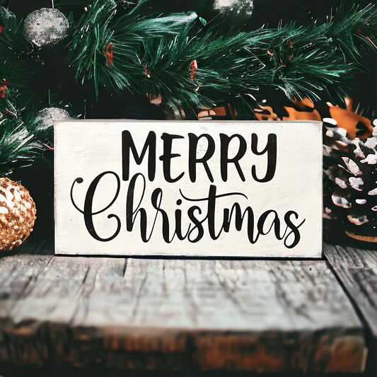 Merry Christmas - Holiday Wood Shelf Sitter