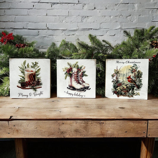 MINI Wood Christmas Signs - Holiday Home Decor