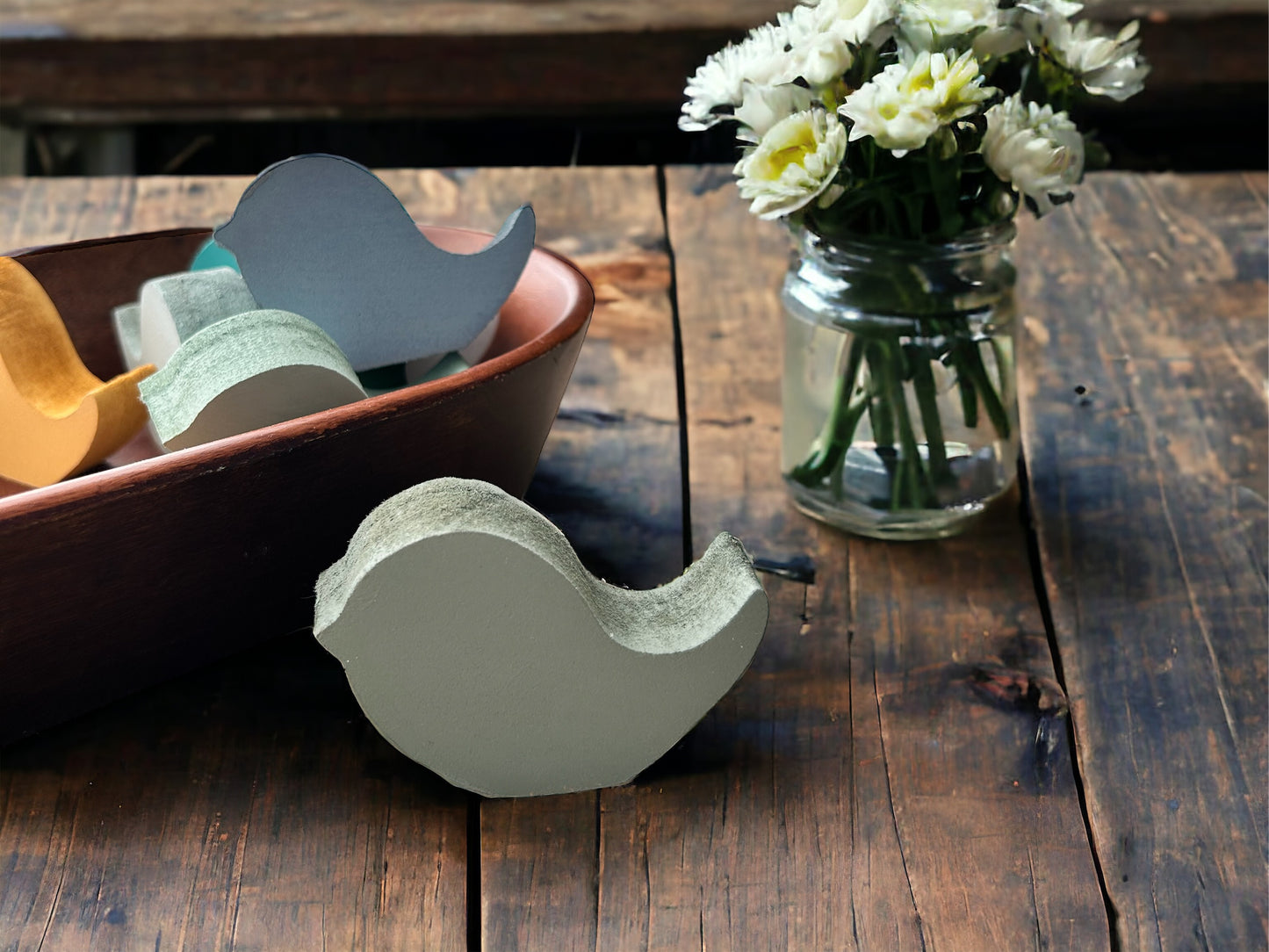 Primitive/Rustic MINI Wood Bird Bowl Fillers - set of 3