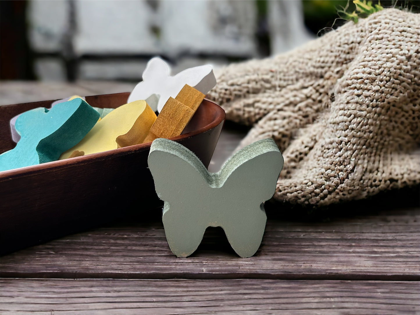 Primitive/Rustic MINI Wood Butterfly Bowl Fillers - set of 3