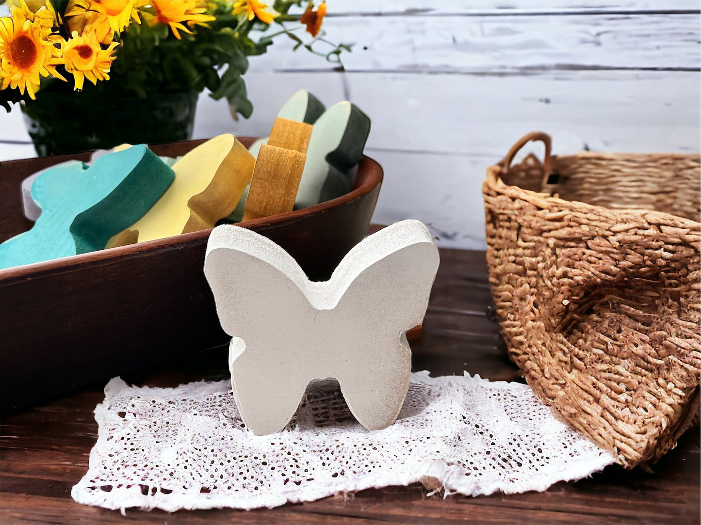 Primitive/Rustic MINI Wood Butterfly Bowl Fillers - set of 3