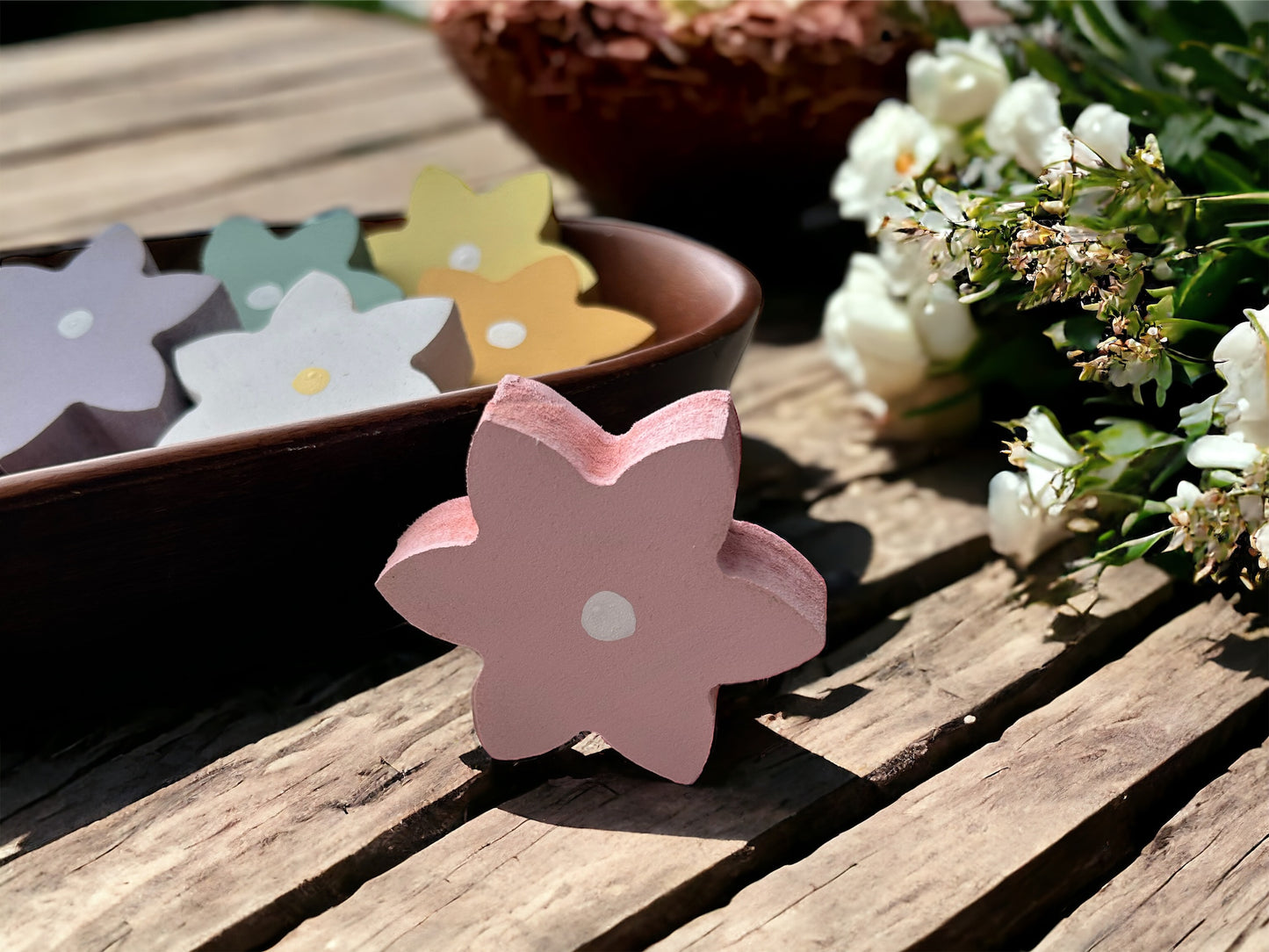 Primitive/Rustic MINI Wood Flowers Bowl Fillers - set of 3