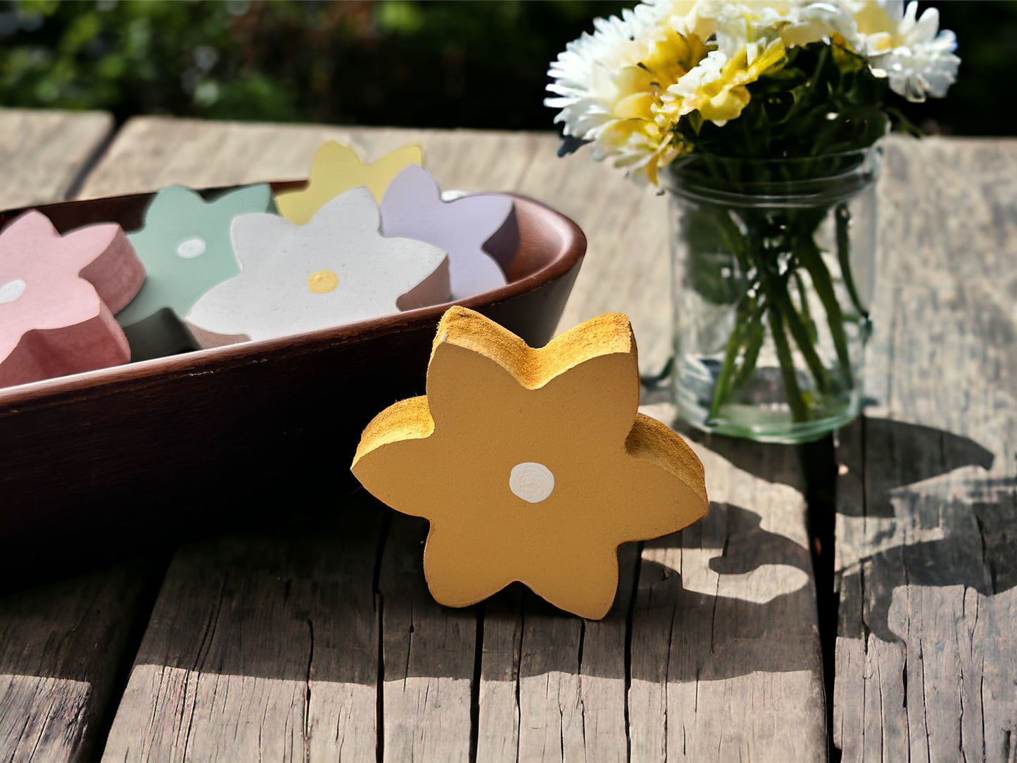 Primitive/Rustic MINI Wood Flowers Bowl Fillers - set of 3