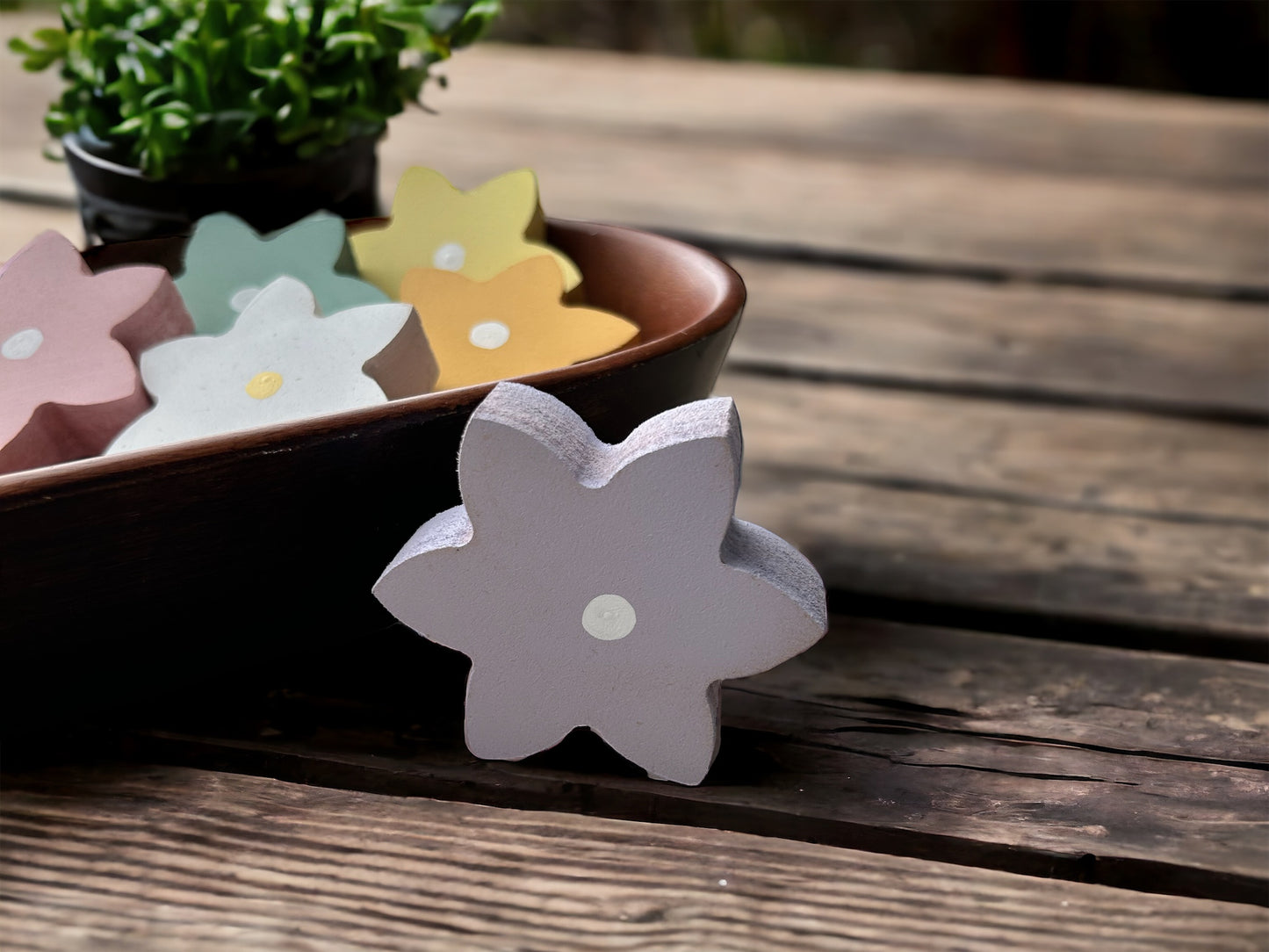 Primitive/Rustic MINI Wood Flowers Bowl Fillers - set of 3