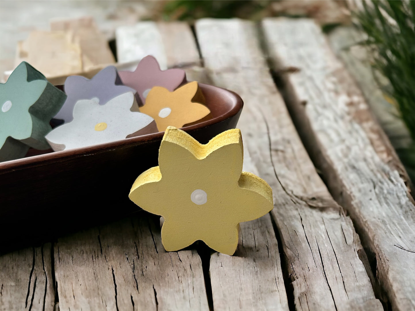 Primitive/Rustic MINI Wood Flowers Bowl Fillers - set of 3