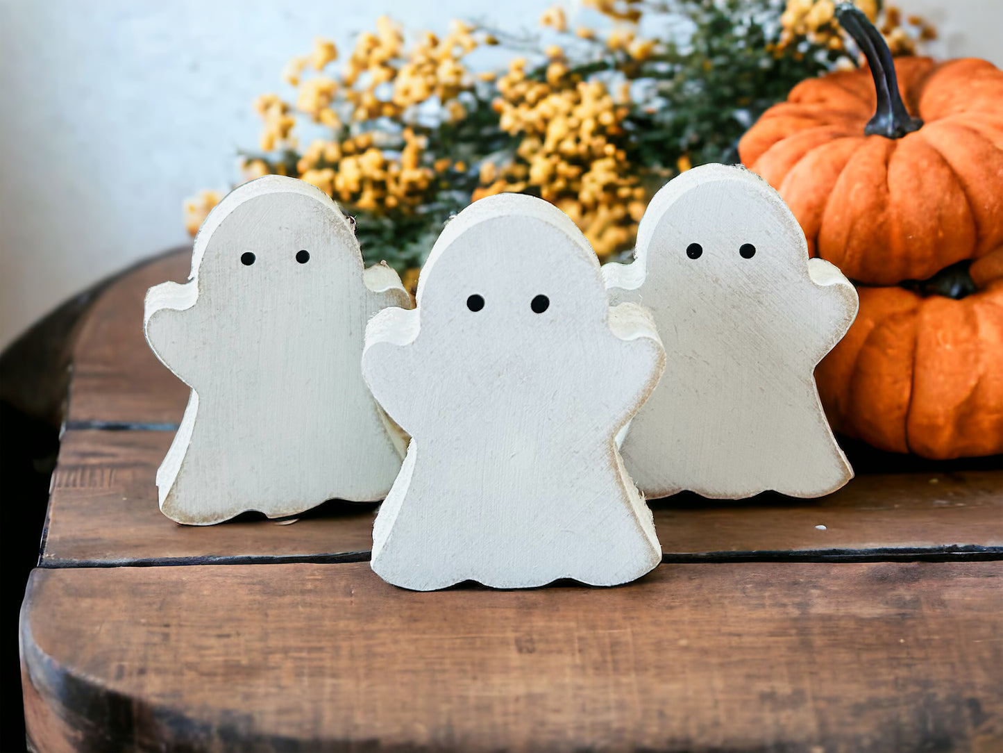 Primitive/Rustic Halloween Wood MINI Ghost Bowl Fillers- Set of 3