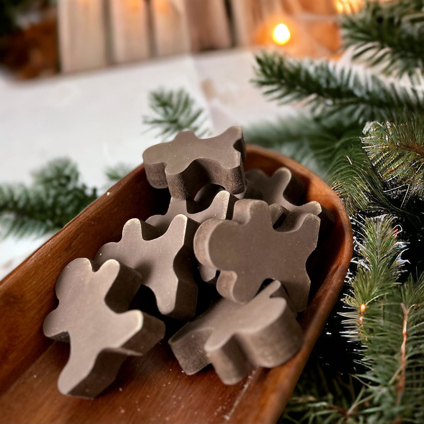Primitive/Rustic Wood Holiday Gingerbread Bowl Fillers - Set of 3