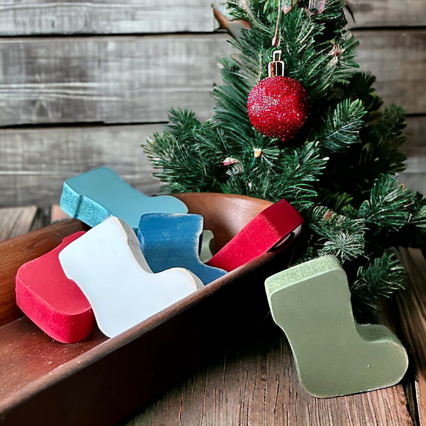 Primitive/Rustic Wood Holiday MINI Stocking Bowl Fillers