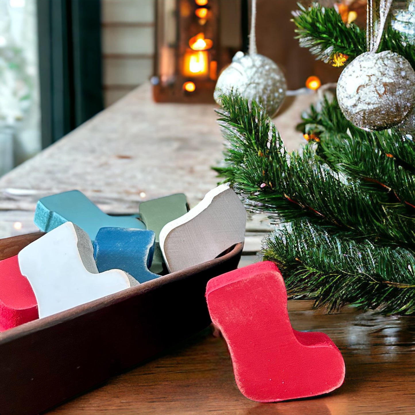 Primitive/Rustic Wood Holiday MINI Stocking Bowl Fillers