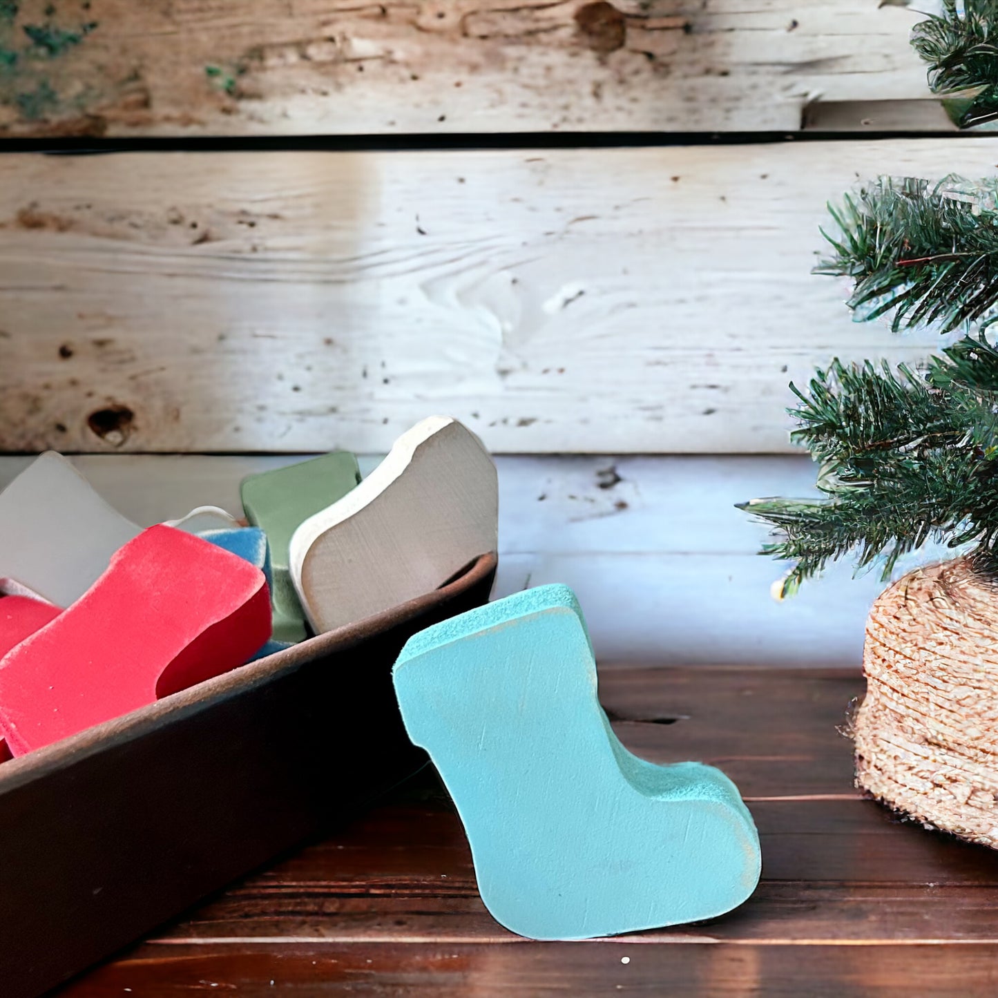 Primitive/Rustic Wood Holiday MINI Stocking Bowl Fillers