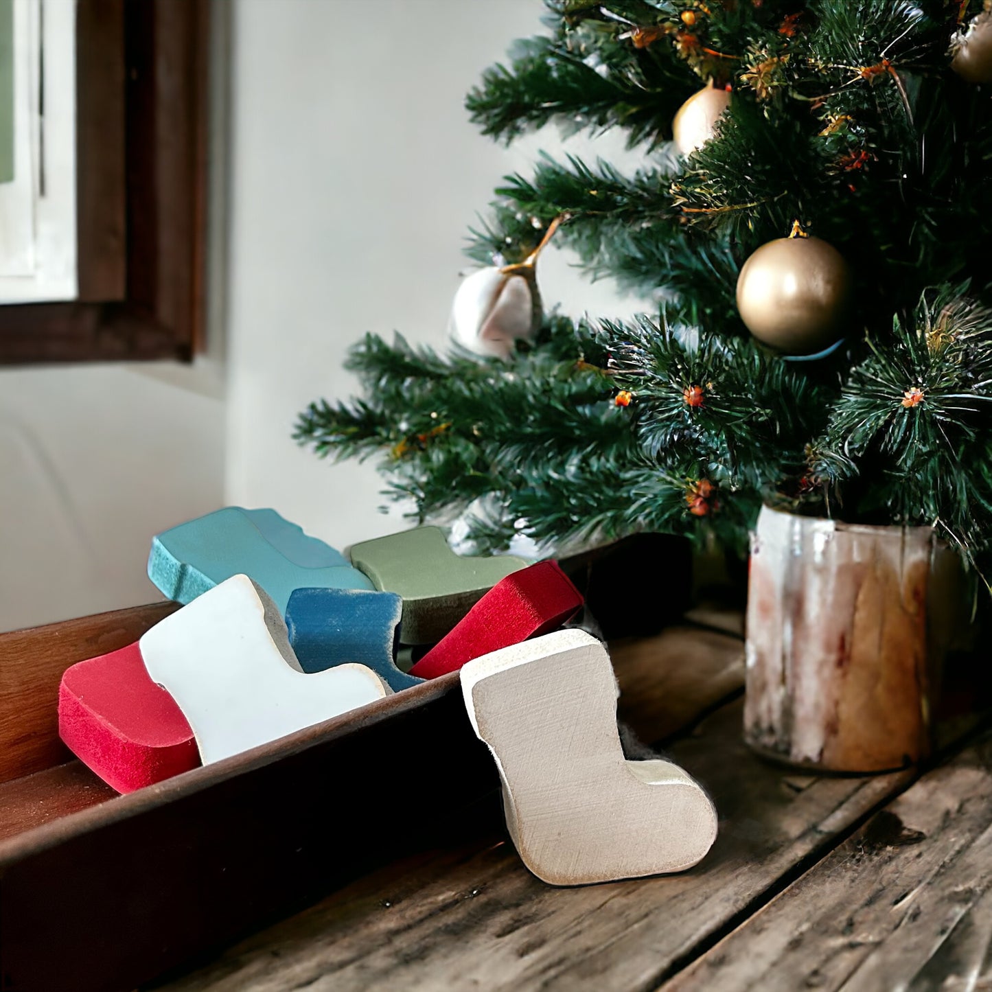 Primitive/Rustic Wood Holiday MINI Stocking Bowl Fillers