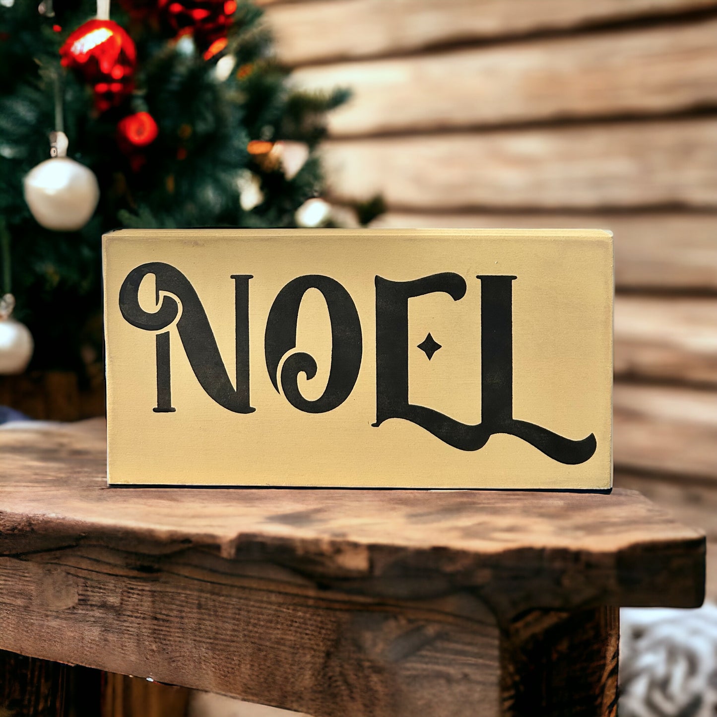 Noel - Christmas Rustic Wood Shelf Sitter