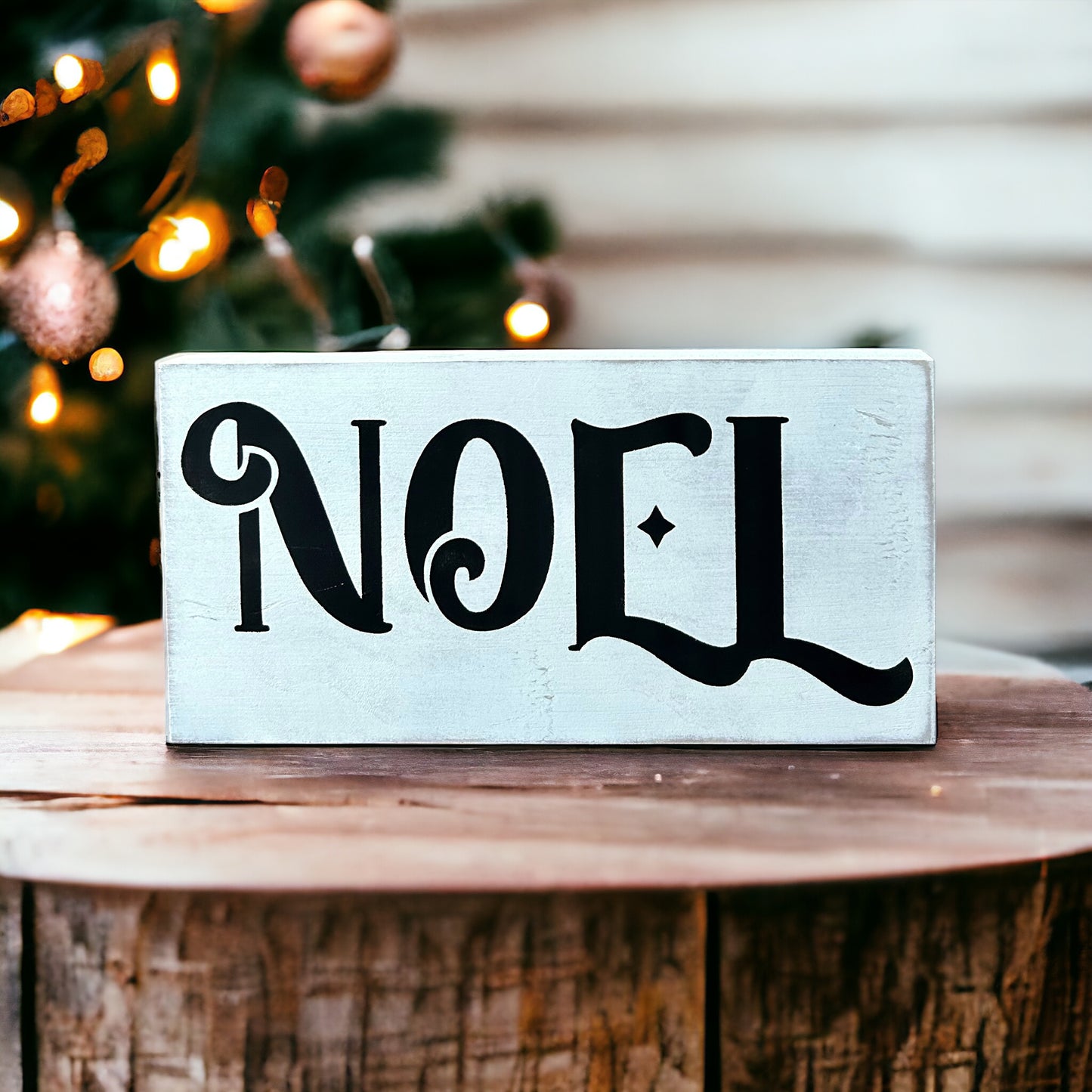 Noel - Christmas Rustic Wood Shelf Sitter