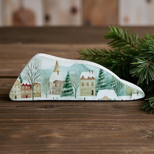 Nordic Village Abstract Wood Sitter -Christmas 2025 Decor