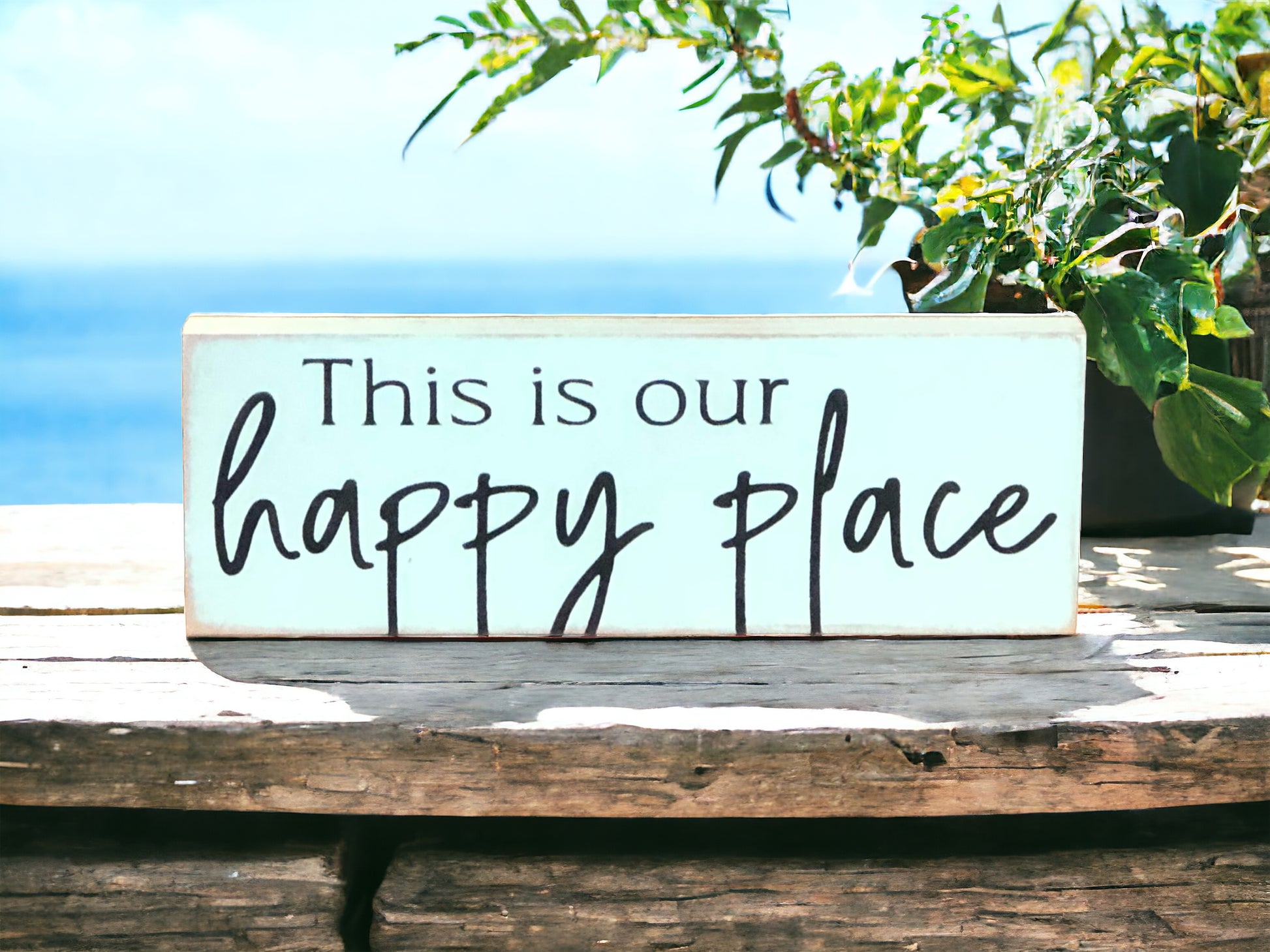 "Happy place" wood sign