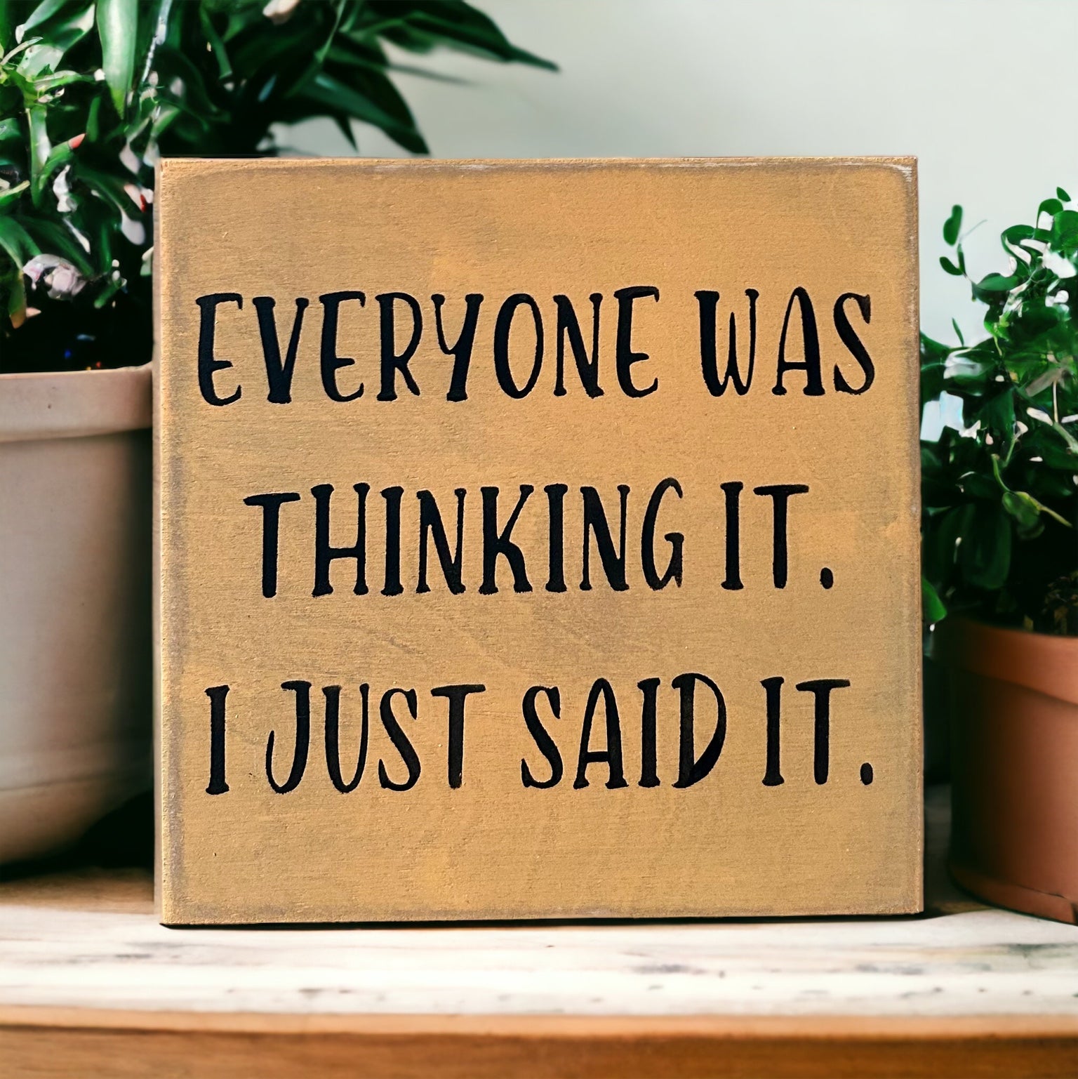 "I just said it" wood sign
