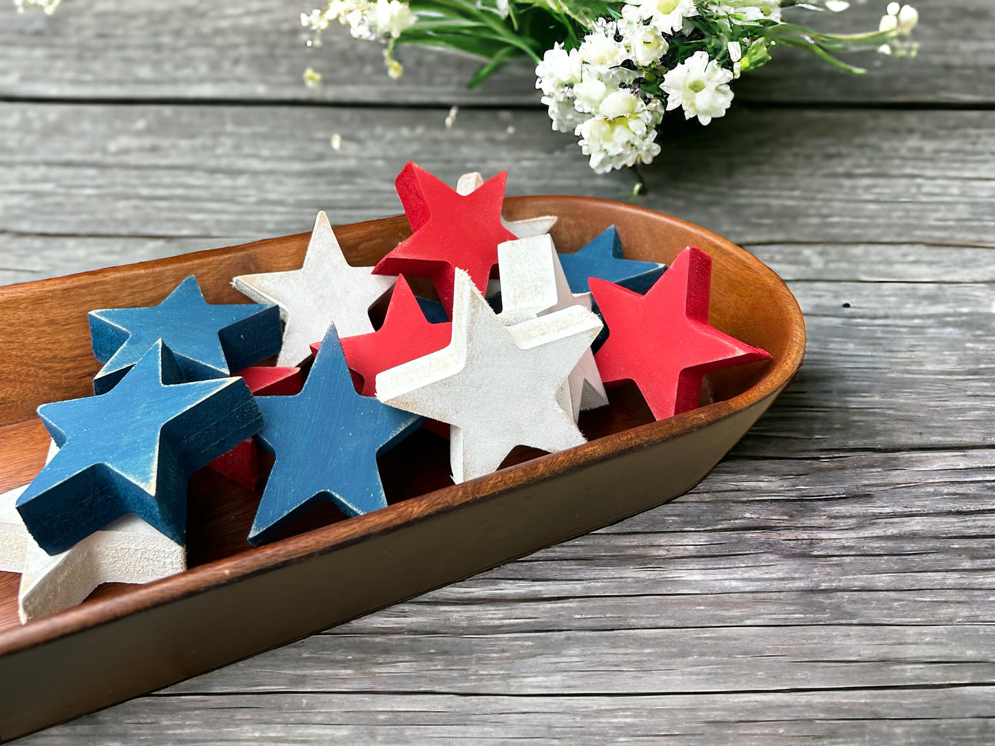 Primitive/Rustic Fourth of July Bowl Filler Wood Stars set of 3
