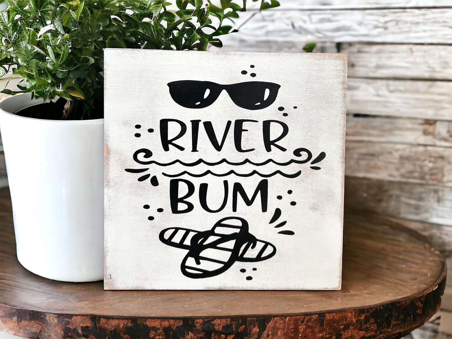 River Bum - Rustic Wood Shelf Sitter