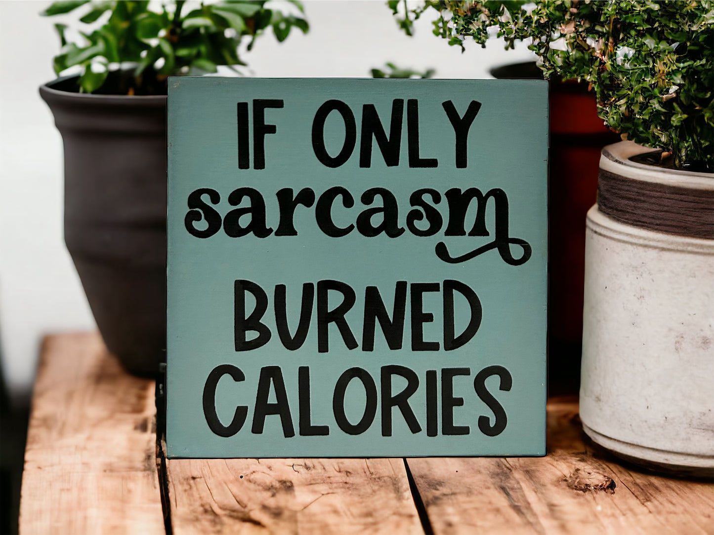 If Only Sarcasm Burned Calories - Funny Rustic Shelf Sitter