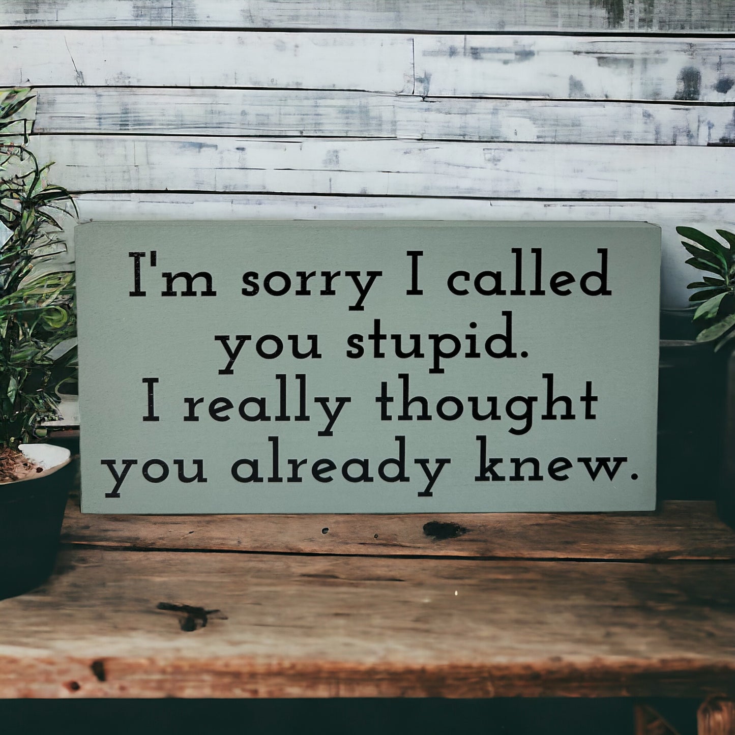 I’m Sorry I Called You Stupid - Funny Rustic Wood Sign