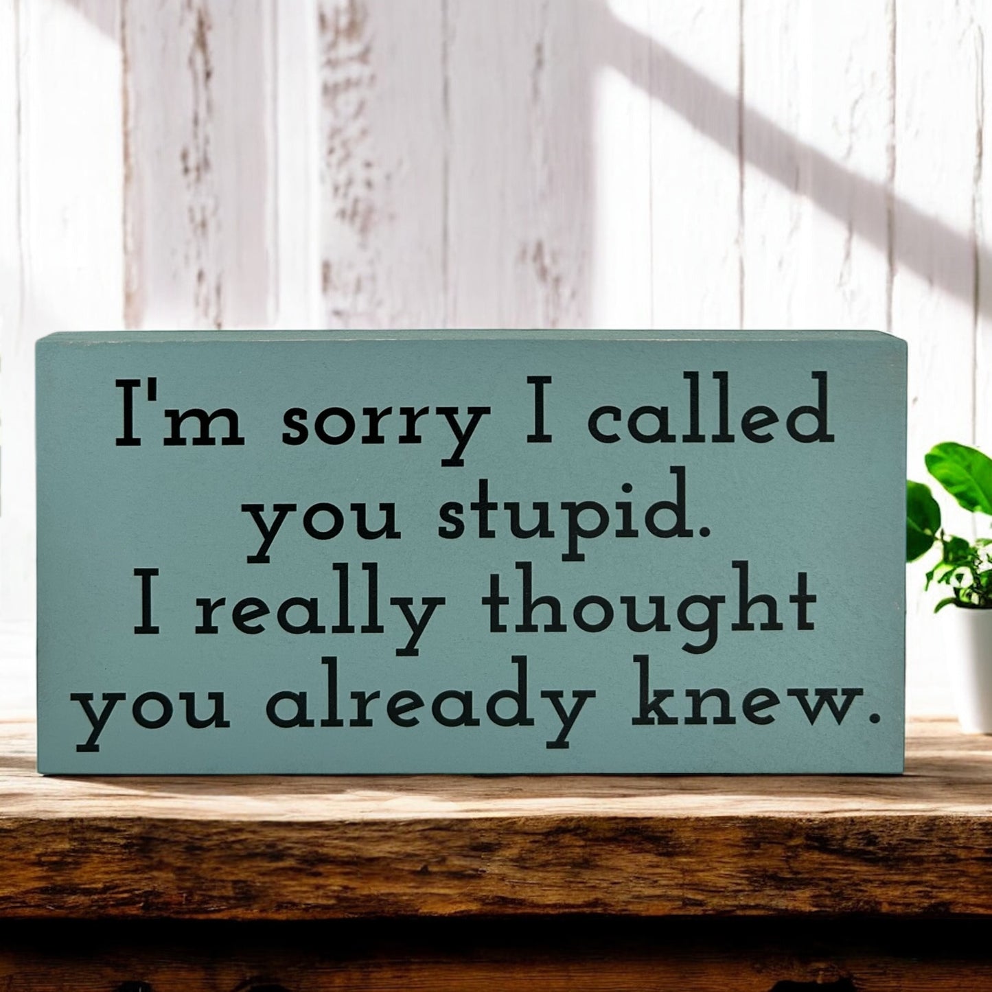 I’m Sorry I Called You Stupid - Funny Rustic Wood Sign