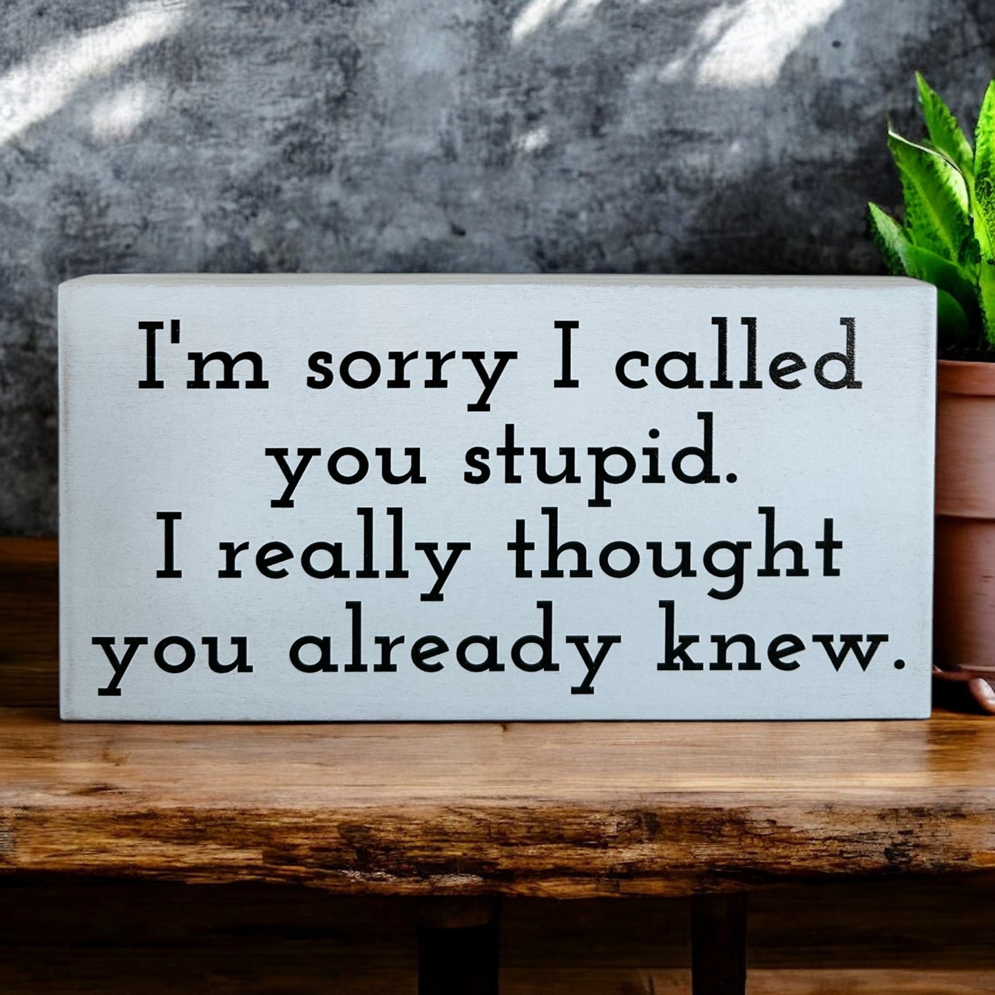 I’m Sorry I Called You Stupid - Funny Rustic Wood Sign