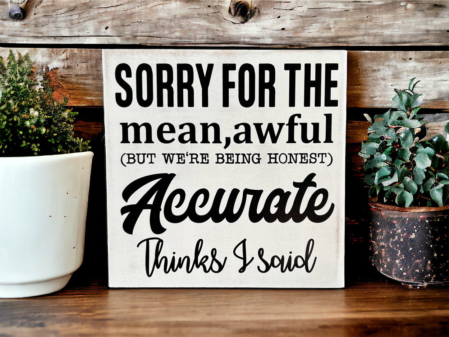 Sorry for the Mean, Awful, Accurate Things I Said- Wood Sign
