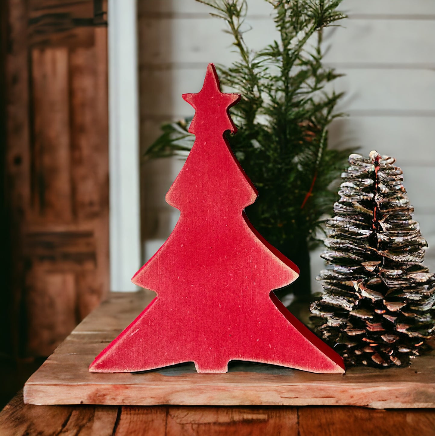 Primitive Wood Christmas Tree Sitters - Star Topper Style