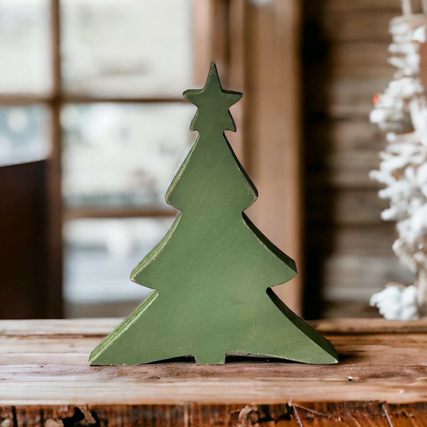 Primitive Wood Christmas Tree Sitters - Star Topper Style