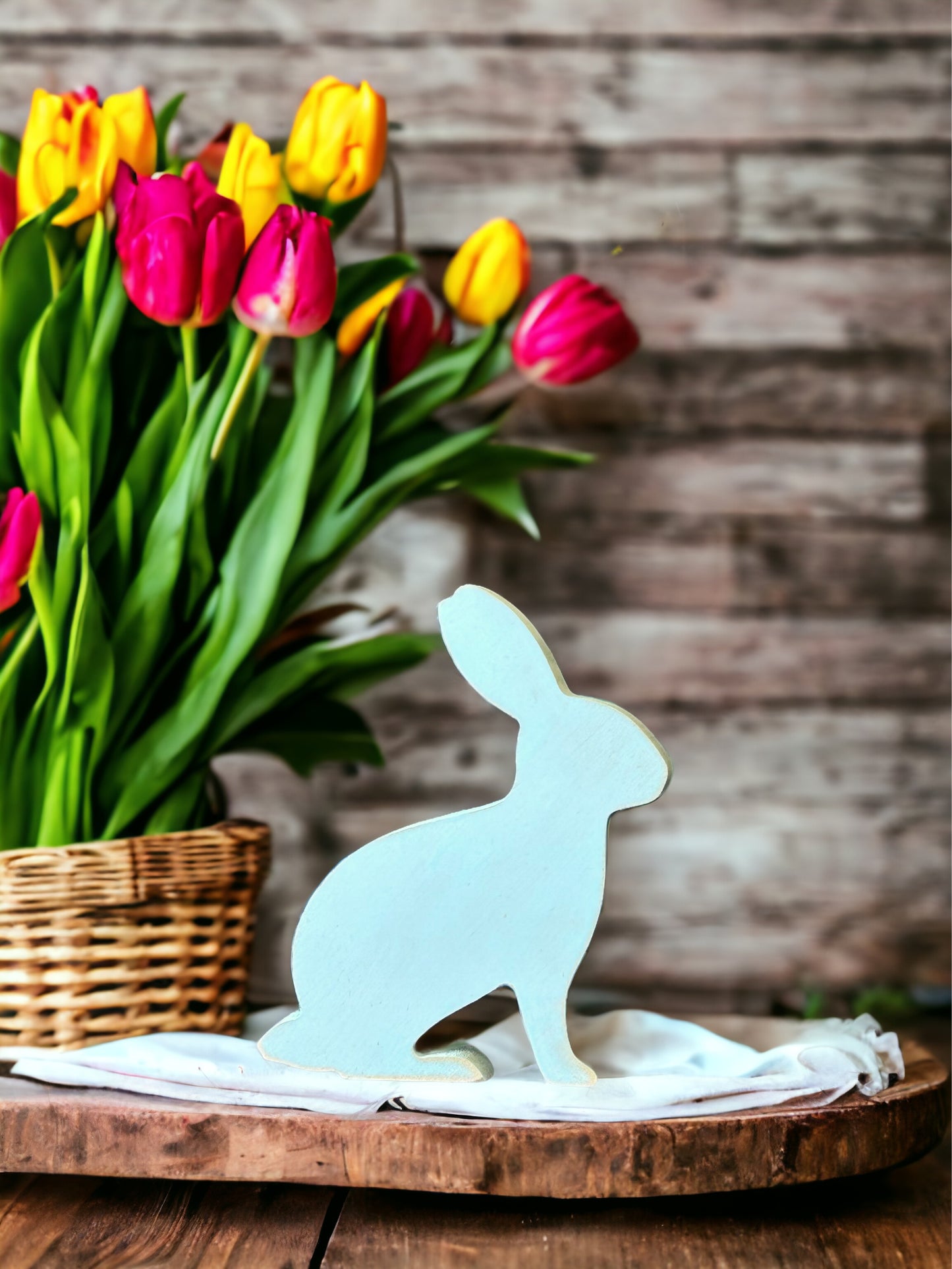 Blue wood Easter Bunny