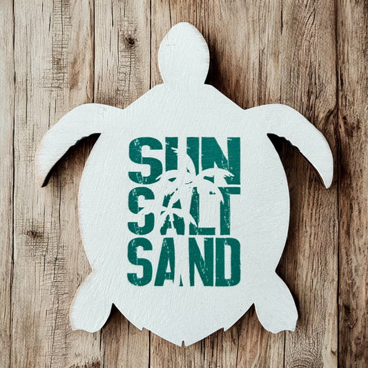 Sun Salt Sand Turtle - Beach Wood Magnet Coastal Décor