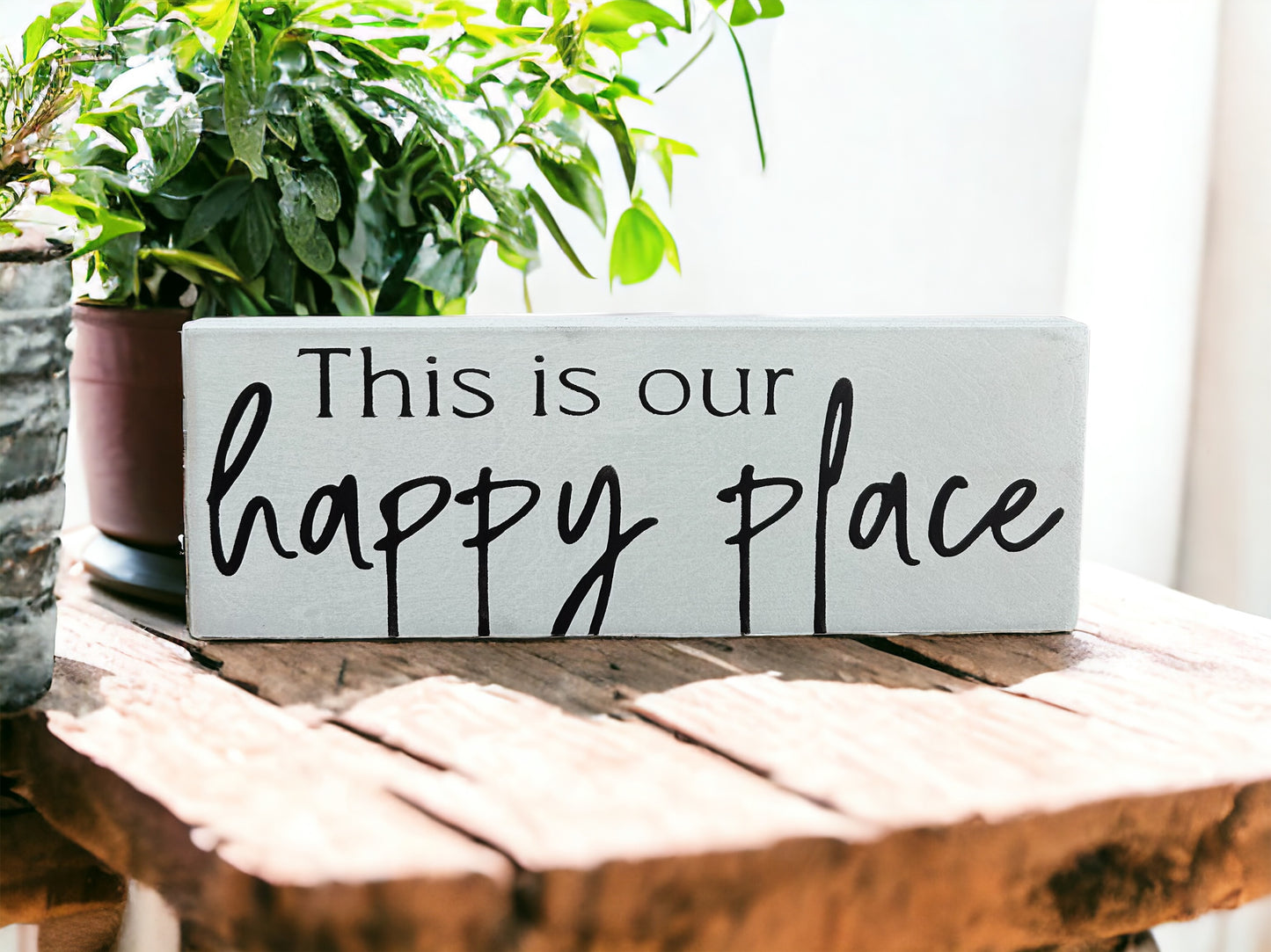 This is Our Happy Place - Rustic Wood Shelf Sitter