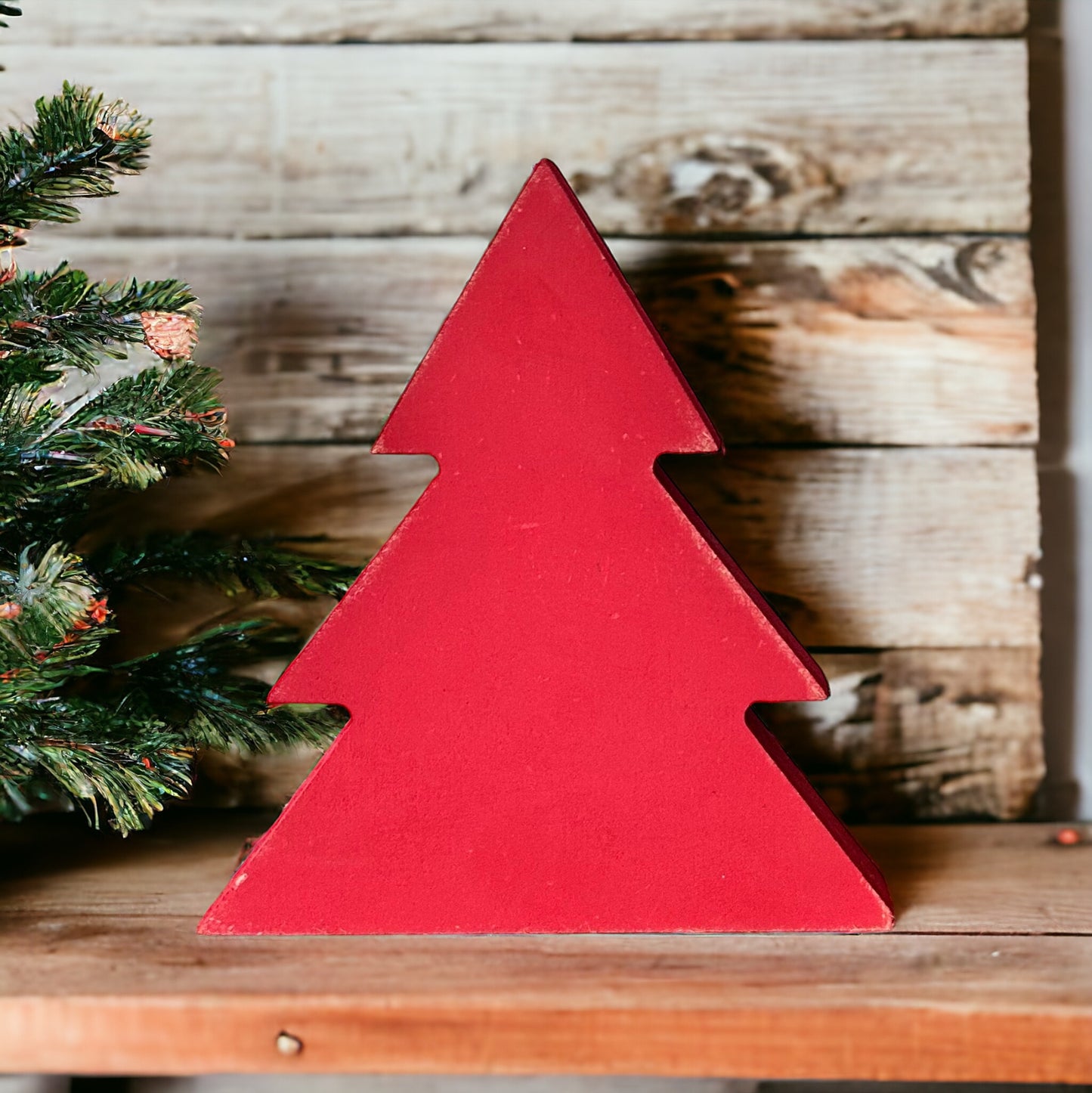 Primitive Wood Christmas Tree Sitters - Triangular Style