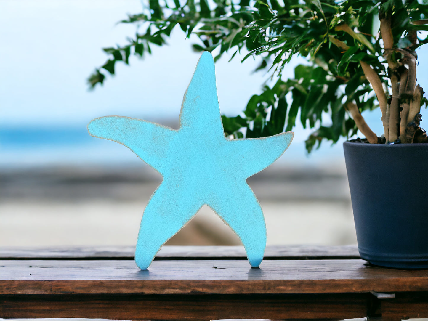 Rustic Wood Starfish - Beach Shelf Sitter