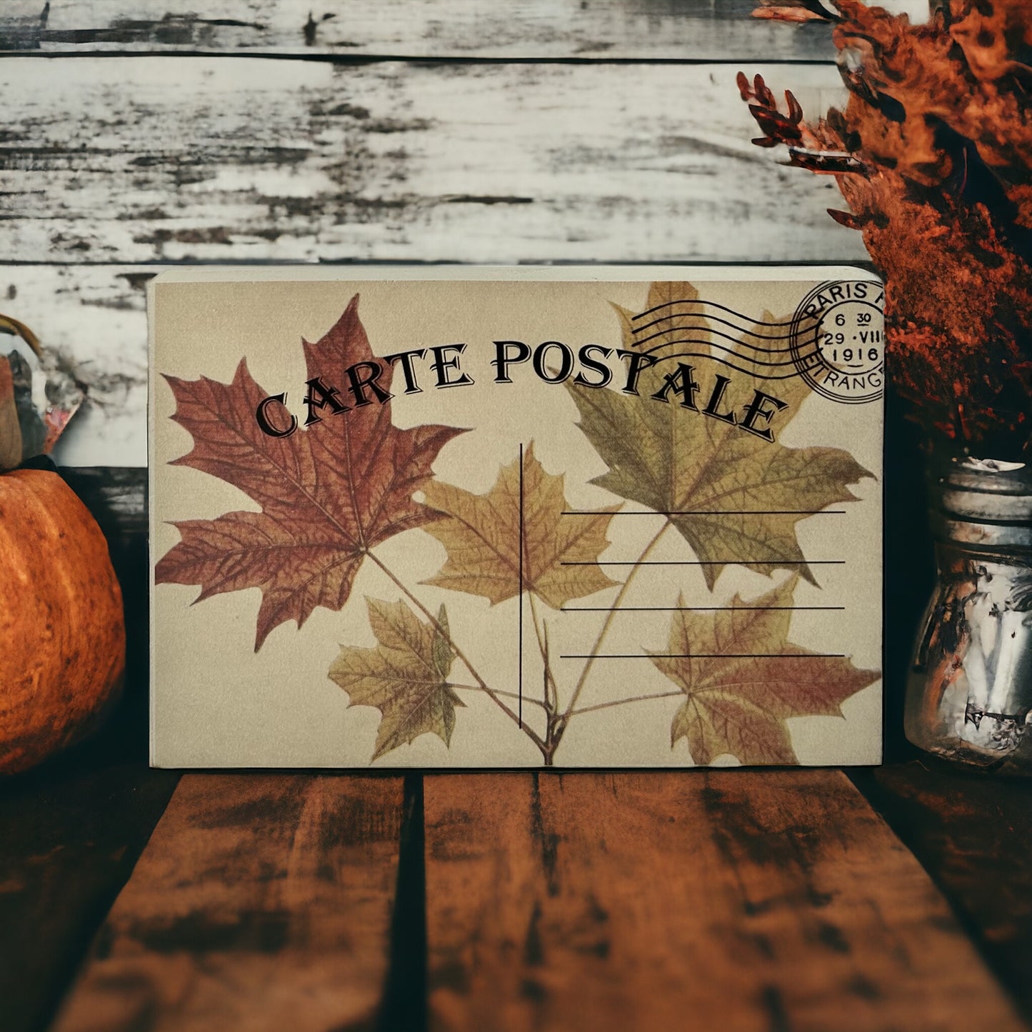 Vintage Style Wood “Postcards” - Fall/Autumn Home Accents