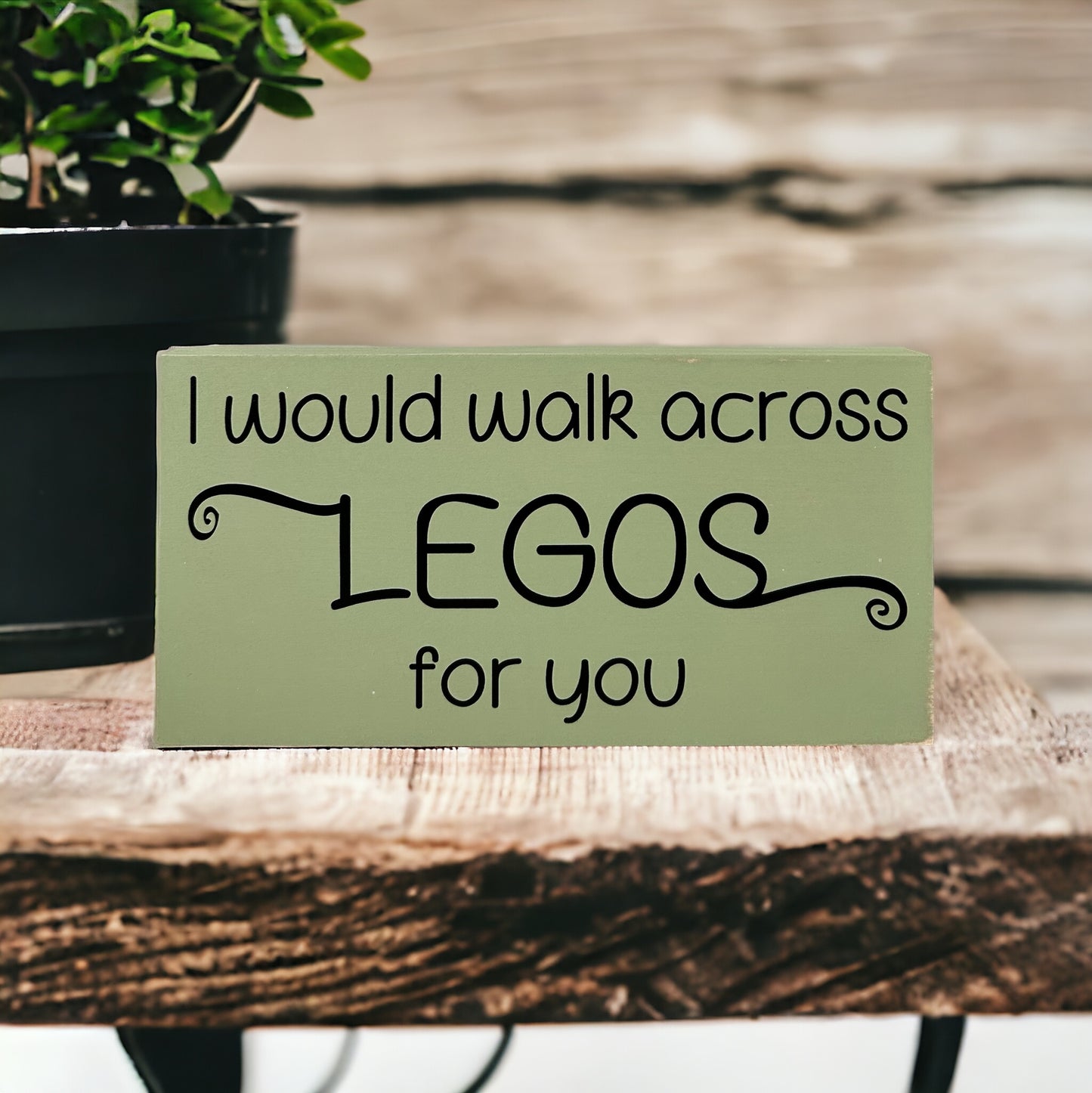 Walk Across Legos - Funny Rustic Wood Sign