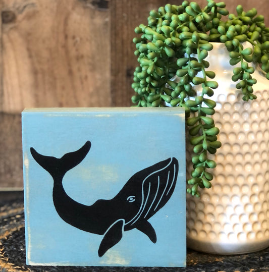 wood whale sign