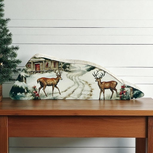 Winter Deer Abstract Wood Sitter -Christmas 2025 Decor