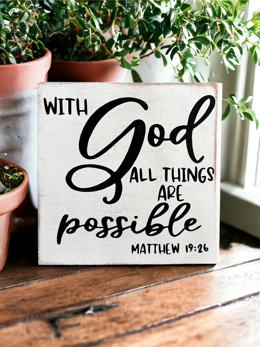 "With God" wood sign