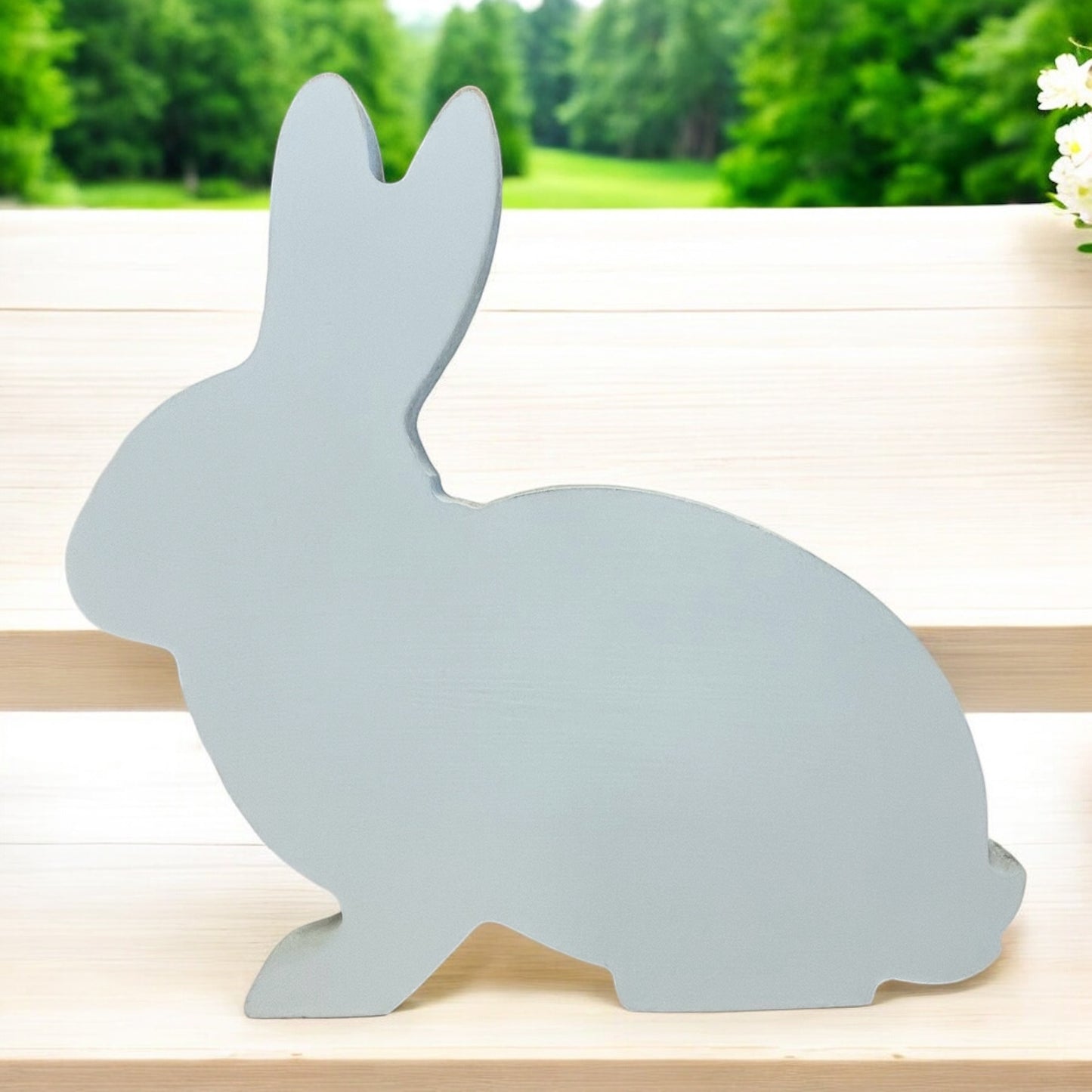 Primitive Rustic Wood Bunny Shelf Sitter - Style Two