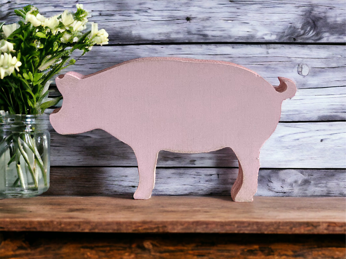 Primitive/Rustic Wood Pig - Shelf Sitter