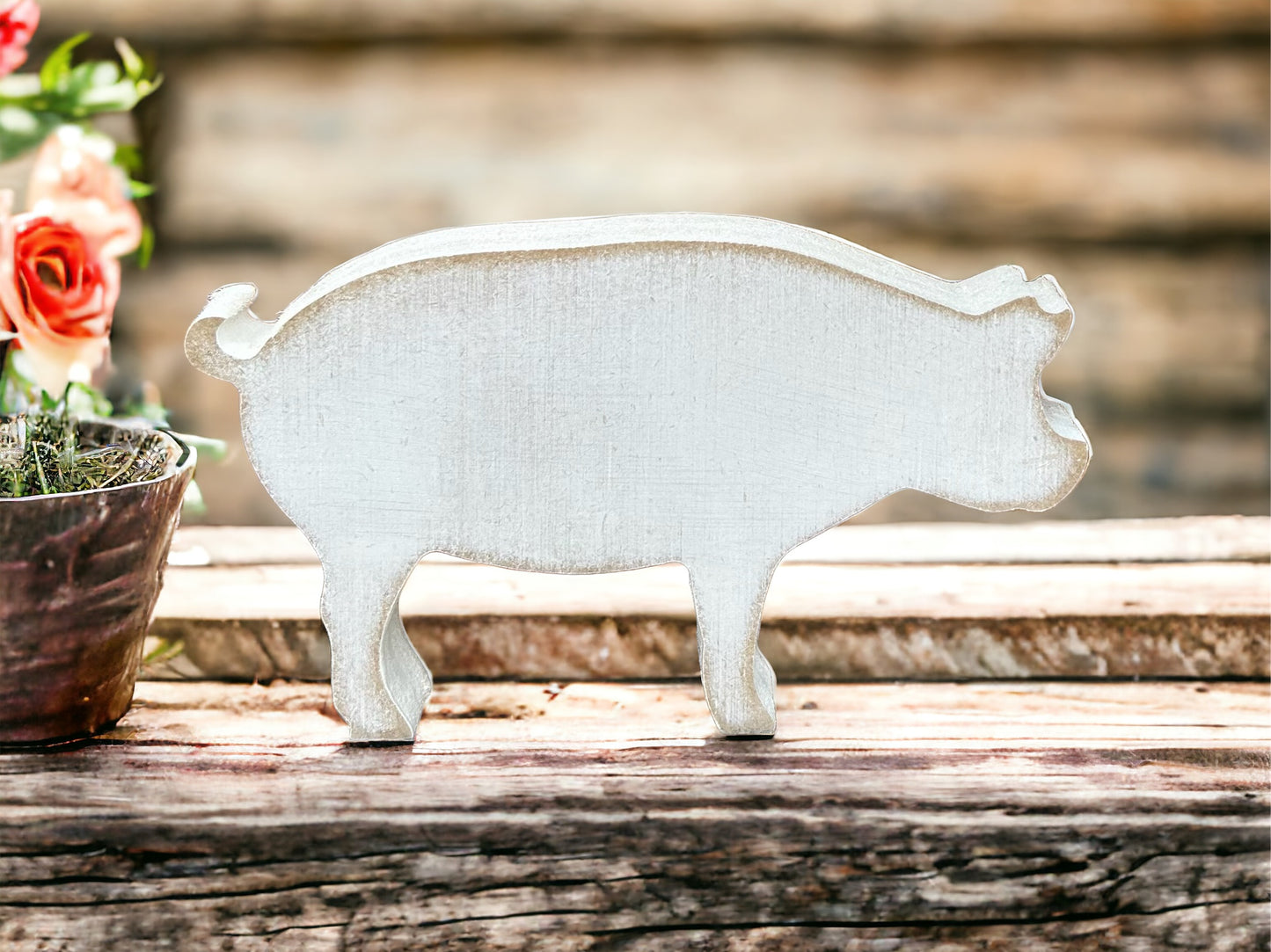 Primitive/Rustic Wood Pig - Shelf Sitter