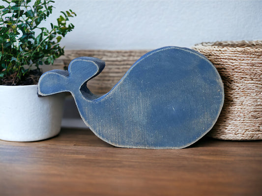 Primitive Wood Whale Shelf Sitter