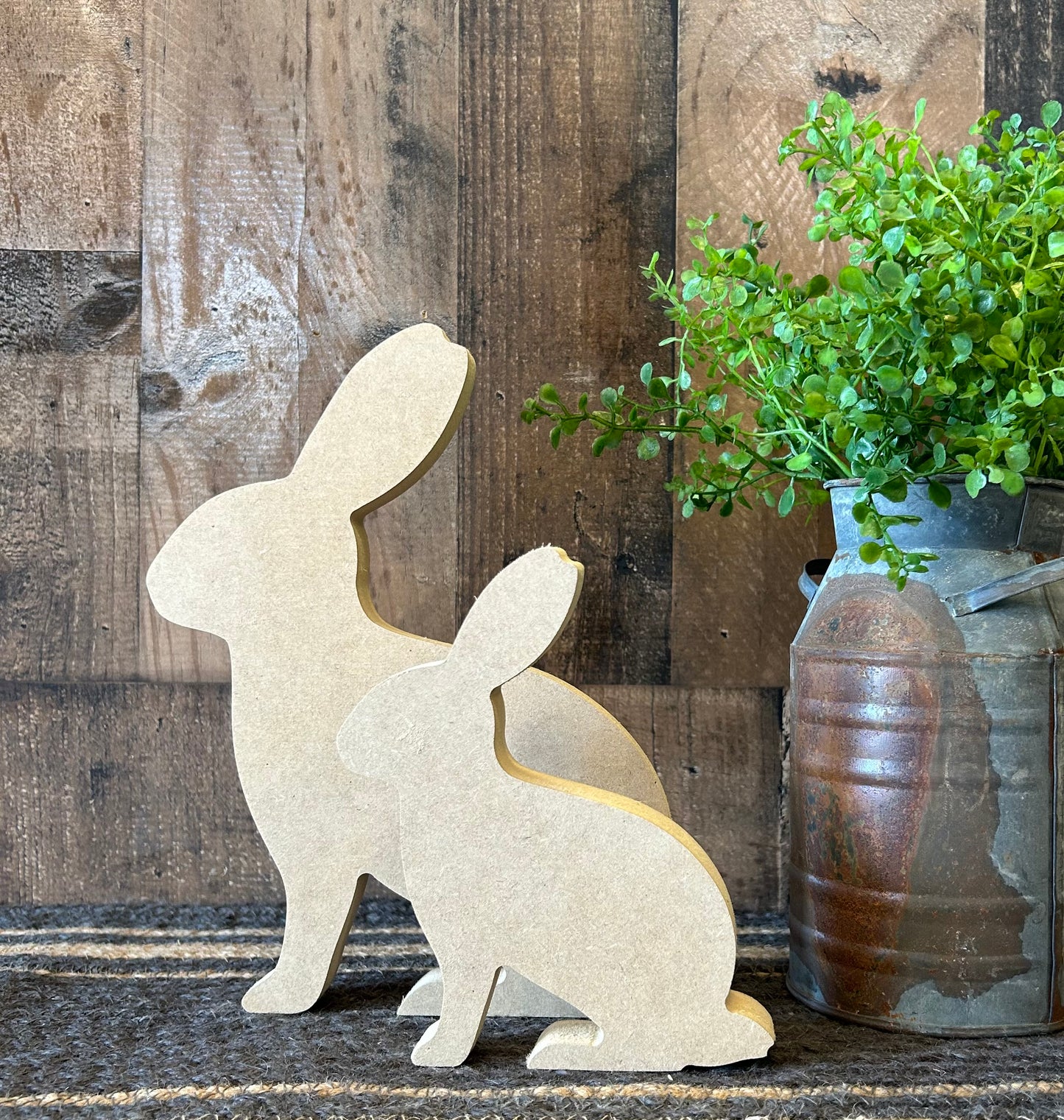 Primitive Rustic Wood Bunny Shelf Sitter - Style One