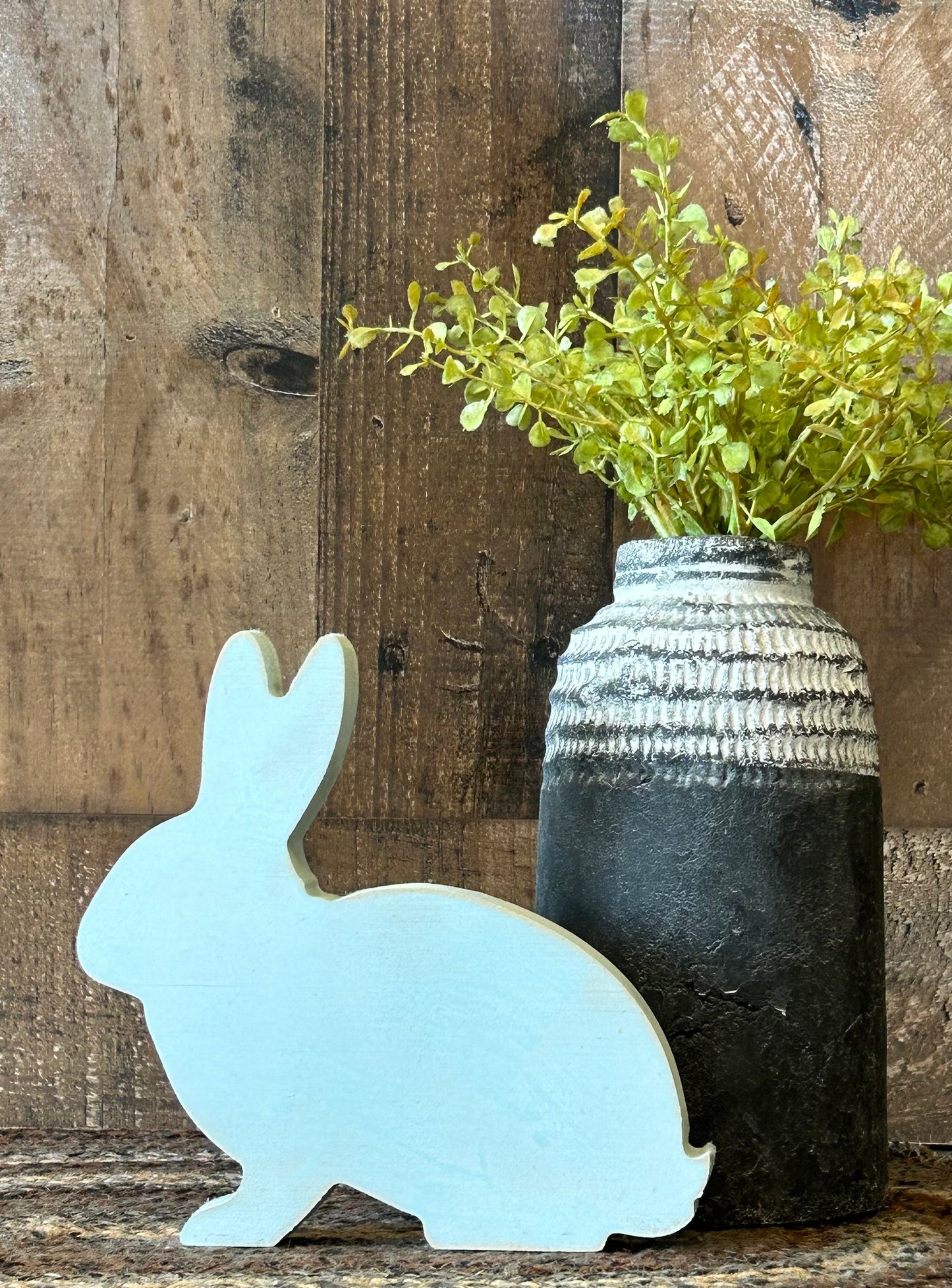 Primitive Rustic Wood Bunny Shelf Sitter - Style Two